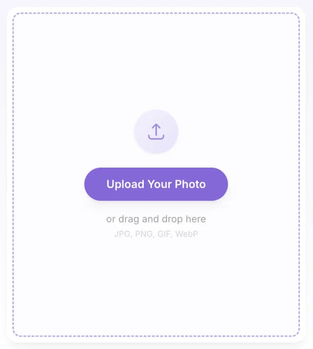 Step 1: Upload your breastfeeding photo using drag and drop or click to browse